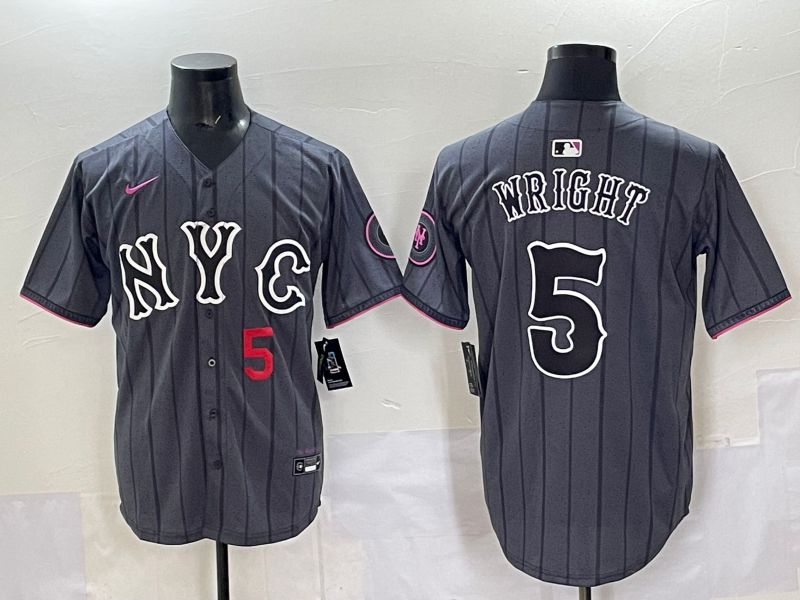Men 2025 New York Mets #5 Wright Grey Game Nike MLB Jersey style 03->new york mets->MLB Jersey